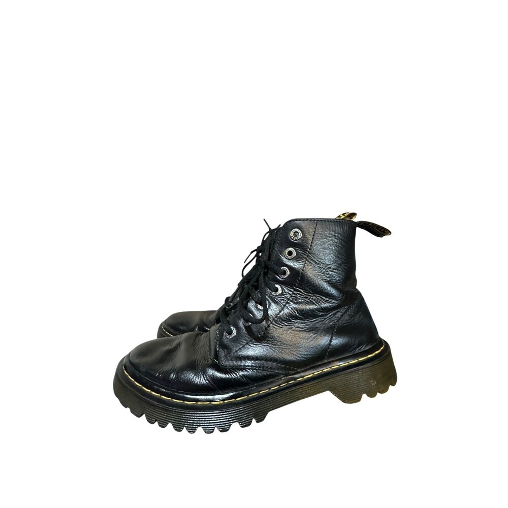 Dr. Martens Luana Women Sz 8 Black Classic Outdoor Leather Lace Up Boots Combat